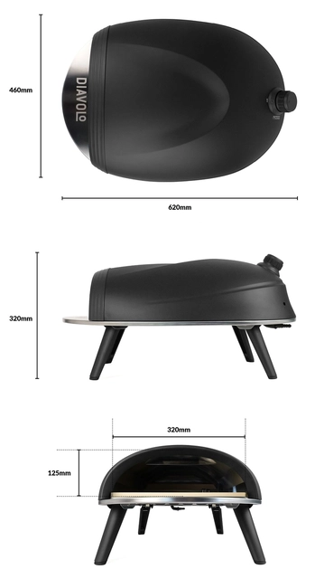 Delivita Diavolo Gas-Fired Pizza Oven Black 