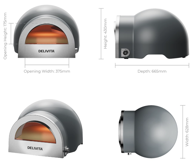 Delivita Flow Dual-Fuel Pizza Oven Hale Grey 