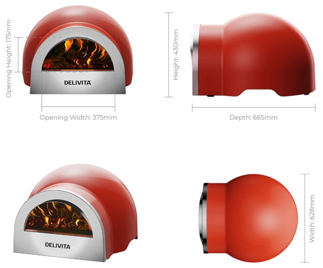 Delivita Origin Wood-Fired Pizza Oven Chilli Red 