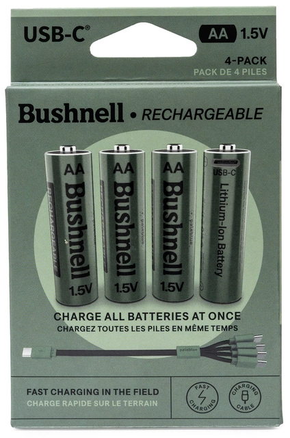 Pale Blue Voyager AA Battery Bushnell 4-pack AA w/ 4x1 cable USB-C 