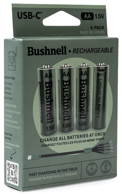 Pale Blue Voyager AA Battery Bushnell 4-pack AA w/ 4x1 cable USB-C 
