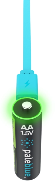 Pale Blue Voyager AA Battery 4-pack AA w/ 4x1 cable USB-C 