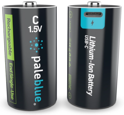 Pale Blue Voyager C Battery 2-pack of C Cell w/ 2x1 cable USB-C