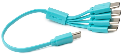 Pale Blue Cable USB-C to USB-C 4 charging ports, 19cm