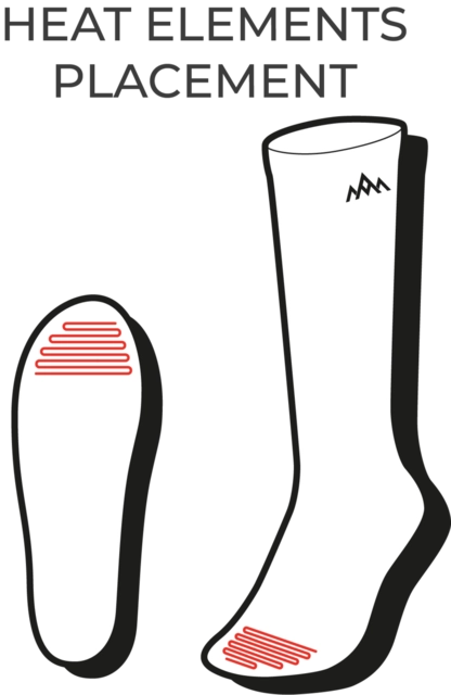 HeatX Heated Technical Socks w/batt. S Red/Black - EU37/39 