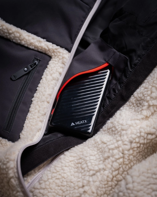 HeatX Hybrid Pile Jacket XL Sand/Black - Battery Heated 
