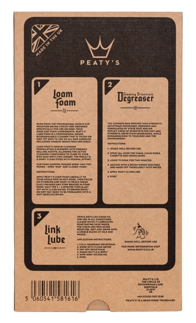 Peaty's Bicycle Cleaning Kit Wash/Degrease/Dry Lube 