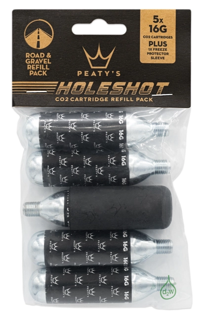 Peaty's Holeshot CO2 Cartridge 5-Pk Road & Gravel (16g) 