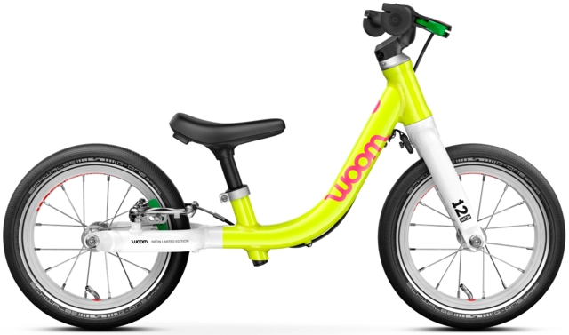 Woom Go 1 12" Neon Lime, LTD EDT 3,2kg, 1,5-3,5 år, 82-100cm 