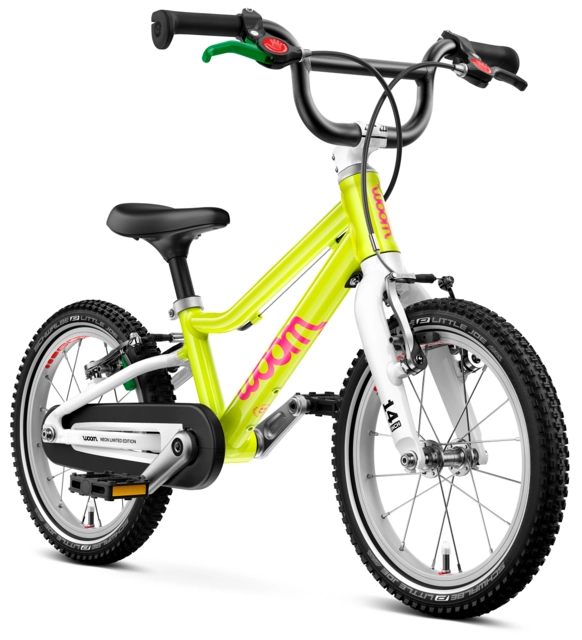 Woom Go 2 14" Neon Lime, LTD EDT 5,3kg, 3-4,5 år, 95-110cm 