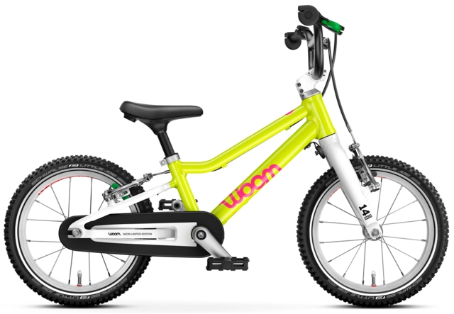 Woom Go 2 14" Neon Lime, LTD EDT 5,3kg, 3-4,5 år, 95-110cm 