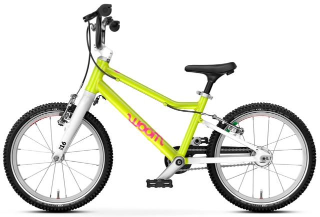 Woom Go 3 Automagic 16" Neon Lime, LTD 6,1kg, 4-6 år, 105-120cm 