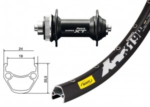 Hjul 27,5 foran / Shimano XT, Mavic XM 9x100mm, Centerlock, 19mm