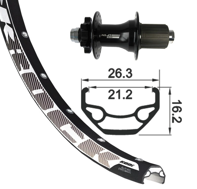 Hjul 27,5 bak XLC / Rodi Black Rock Disc 12x142mm, 6-bolt, 21mm 