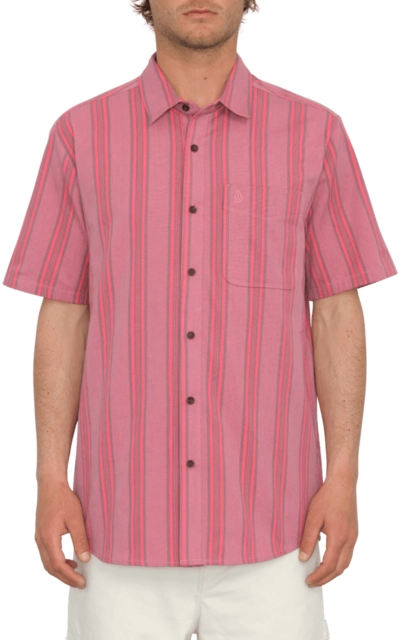 Volcom Newbar Stripe SS Washed Ruby - S 
